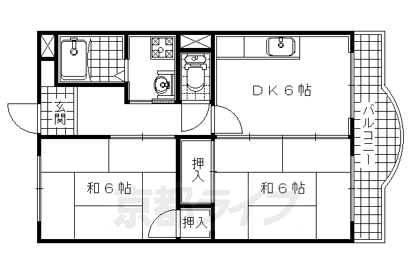 ハイレスト白鳳(2DK/3階)の間取り写真