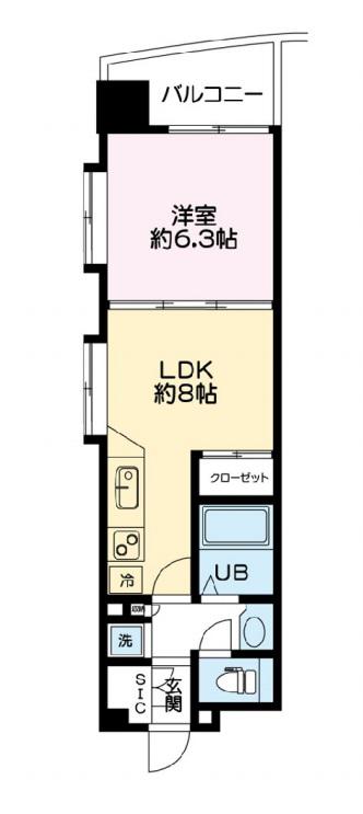コンソラーレ 同心(1LDK/7階)の間取り写真