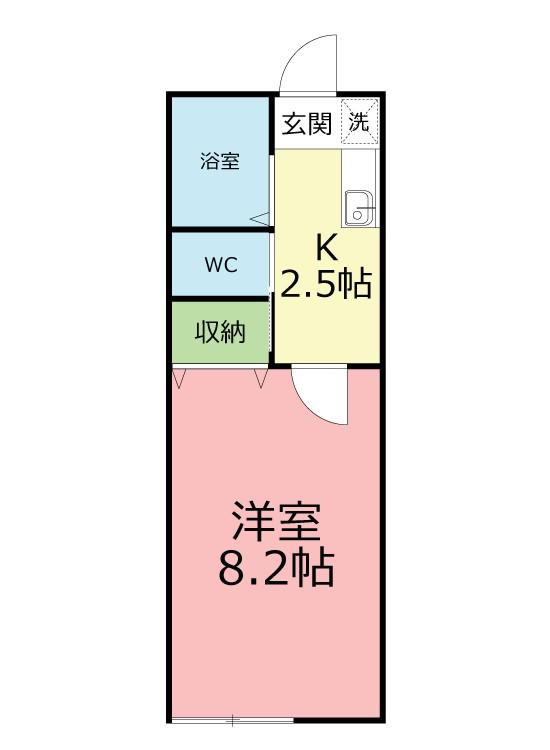 ポプラコート(1K/2階)の間取り写真