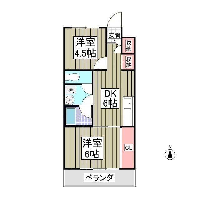 リバーサイド秀和(2DK/1階)の間取り写真