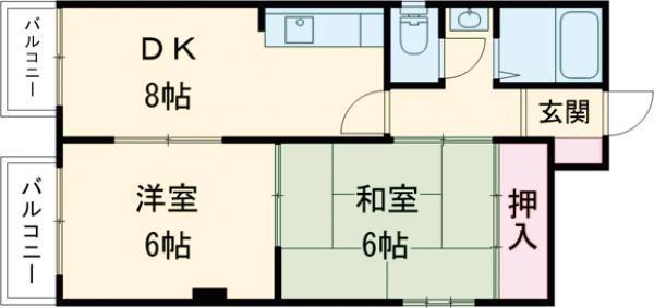 コーポ綿町(2DK/1階)の間取り写真