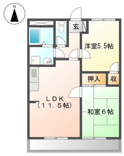 エコーハイツ(2LDK/2階)の間取り写真