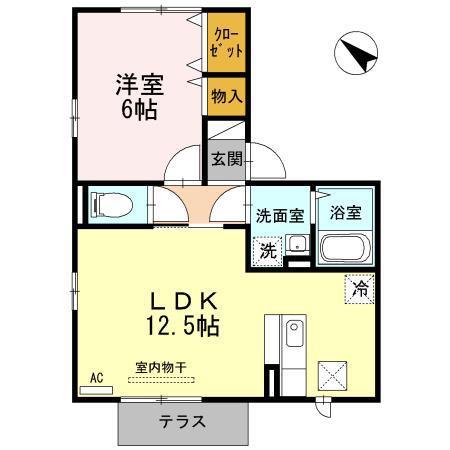 セジュール上之山II(1LDK/1階)の間取り写真
