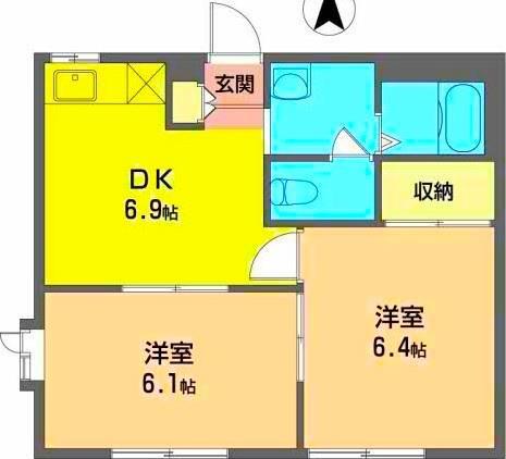 フォーブル千恵II(2DK/2階)の間取り写真