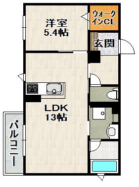 SHA-MAISONファヴール(1LDK/2階)の間取り写真