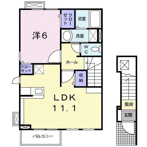 パセリハウス 1LDK(1LDK/2階)の間取り写真