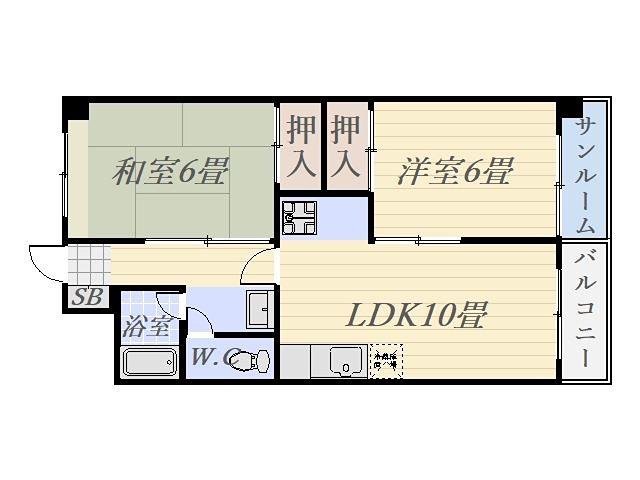 公社ビルB棟(2LDK/3階)の間取り写真
