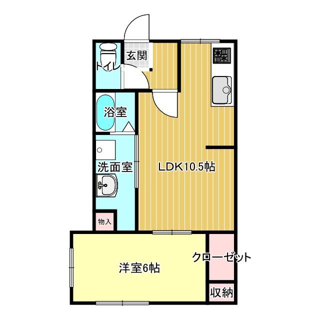 西喜荘(1LDK/2階)の間取り写真
