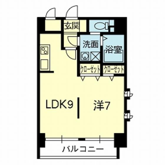 EMYU新町(1LDK/6階)の間取り写真