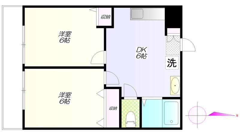 石垣ビル(2DK/3階)の間取り写真