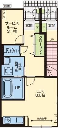 ＪＲ奥羽本線 さくらんぼ東根駅 徒歩20分 2階建 築3年(1SK/1階)の間取り写真