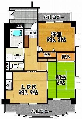 ラフォーレ横山(2LDK/4階)の間取り写真
