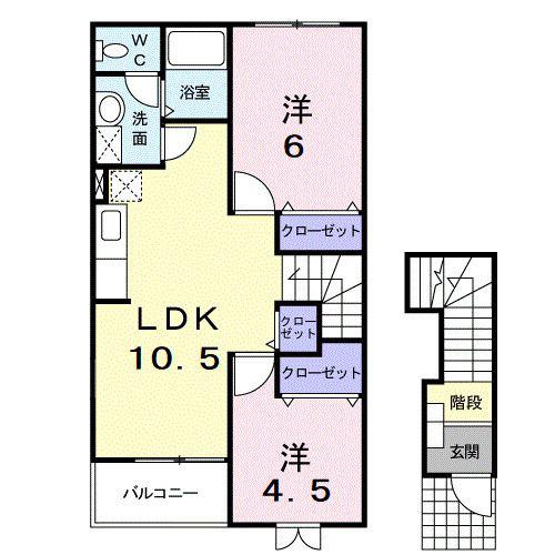 ドリームハウスIII番館(2LDK/2階)の間取り写真