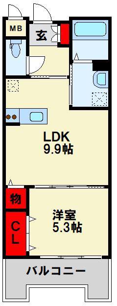 アースコート桜通(1LDK/5階)の間取り写真
