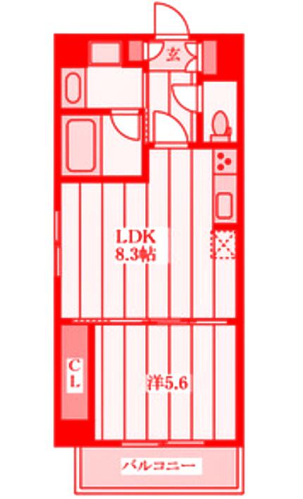 ROOTS(1LDK/5階)の間取り写真