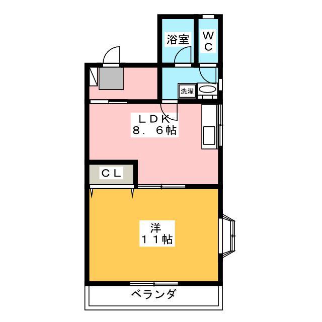 ケルンII(1LDK/2階)の間取り写真