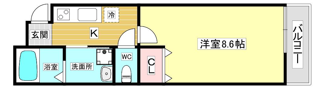 フジパレス西宮北口II番館(1K/2階)の間取り写真