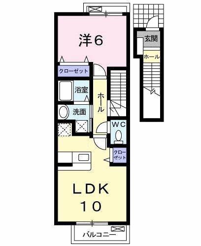 ラフレシール富士見(1LDK/2階)の間取り写真