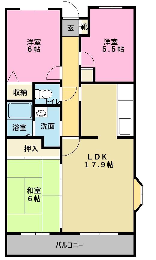 ラヴィS2(3LDK/3階)の間取り写真
