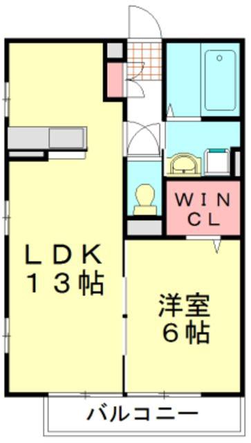 ヴィルヌーブ(1LDK/1階)の間取り写真