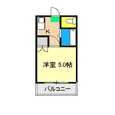 西山ハイツ2(1K/3階)の間取り写真