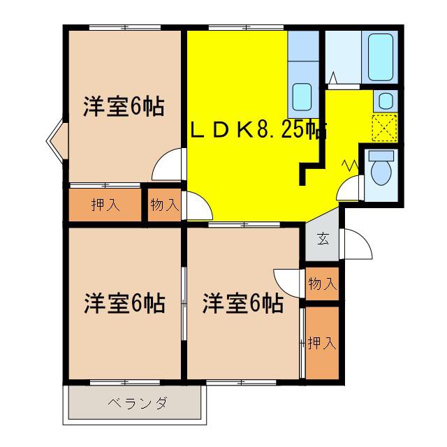 フレグランス樋口(3LDK/2階)の間取り写真