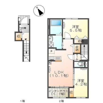 エヌ メゾン(2LDK/2階)の間取り写真