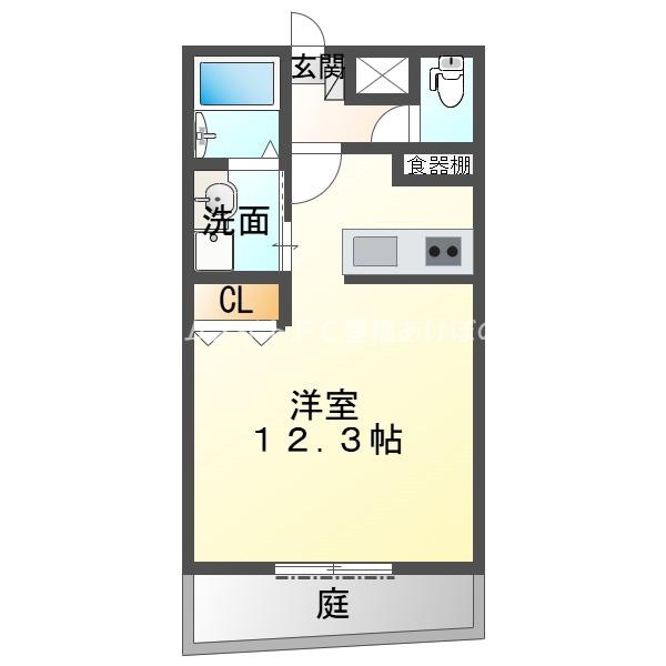 ベルクレスト大岩 参番館(ワンルーム/1階)の間取り写真