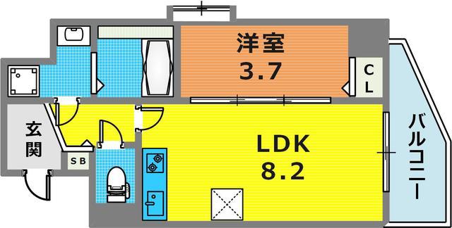 マンション八雲(1LDK/6階)の間取り写真