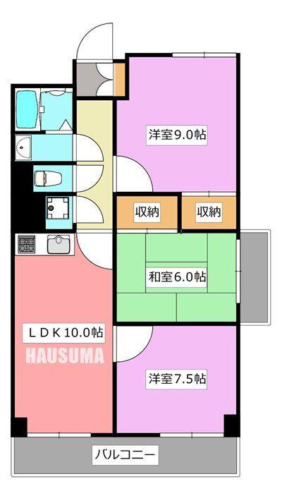 大林フローラカミナカザト(3LDK/4階)の間取り写真