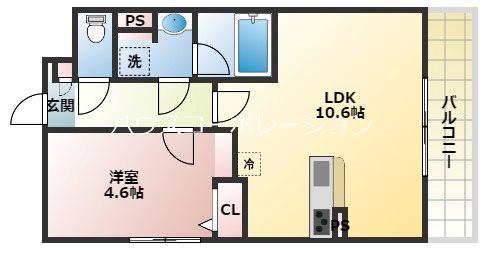 シトラス武庫之荘(1LDK/3階)の間取り写真