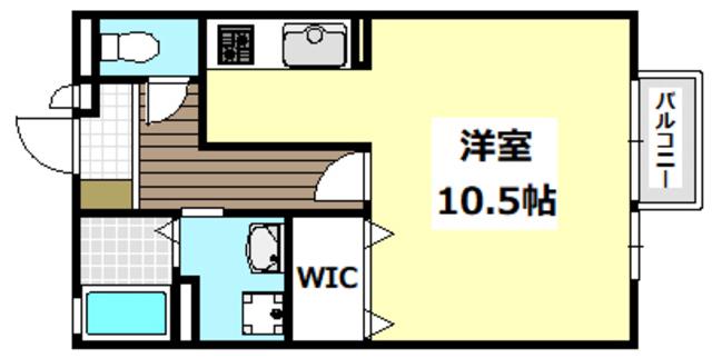 パークサイドヒロツグB棟(ワンルーム/2階)の間取り写真