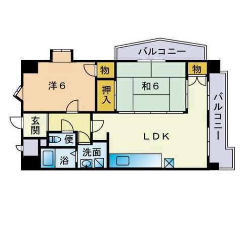 メープル南福岡(2LDK/6階)の間取り写真