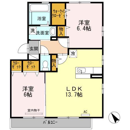 リラッサンテIII(2LDK/3階)の間取り写真