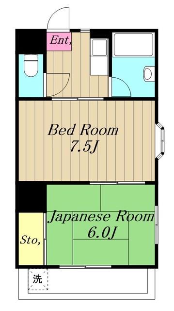 チェリーハイツ(2K/2階)の間取り写真