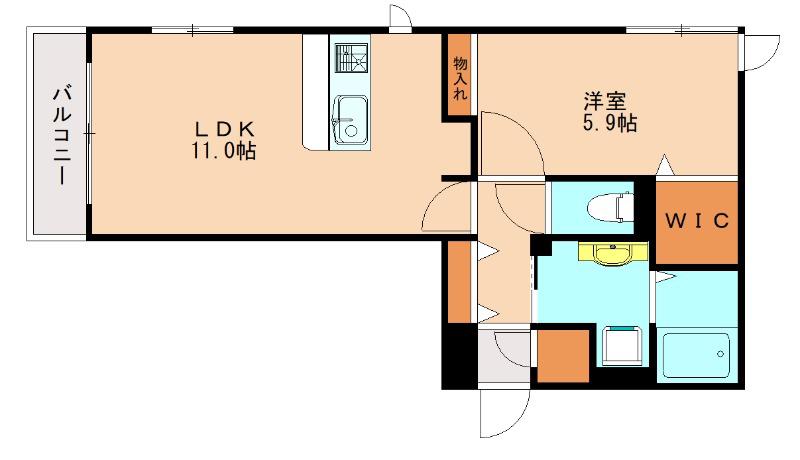 アンウーダ新宮(1LDK/3階)の間取り写真
