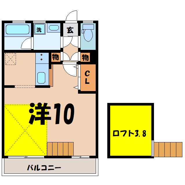 プラムハイツA(1K/1階)の間取り写真