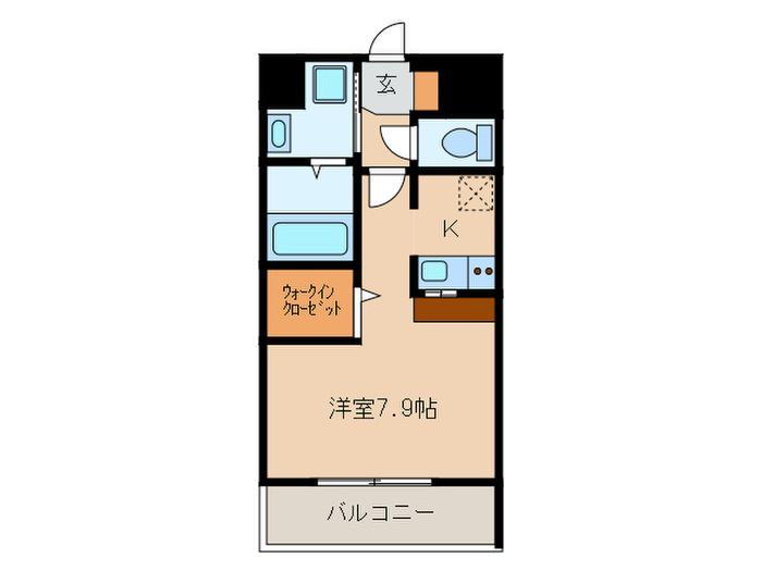 エンクレスト姪浜(1K/2階)の間取り写真