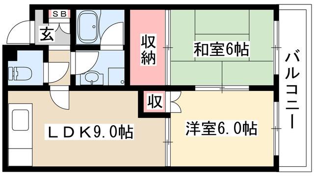 Gサイド白羽根(2DK/2階)の間取り写真