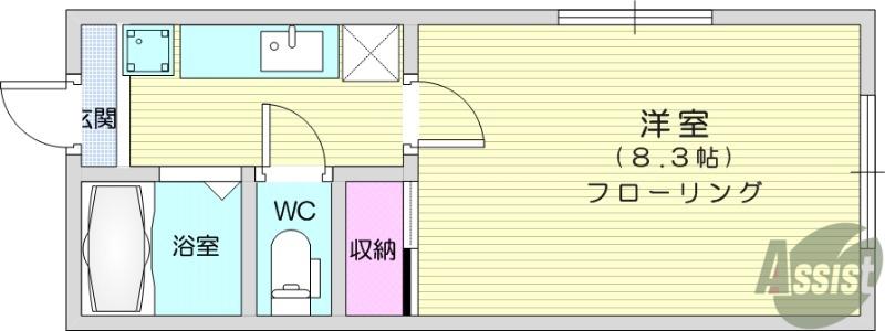 ウインドハウス(1K/1階)の間取り写真