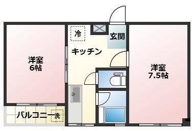 ランドフォレスト北砂(2K/3階)の間取り写真