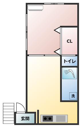ＪＲ筑肥線 唐津駅 徒歩7分 2階建 築61年(1DK/2階)の間取り写真