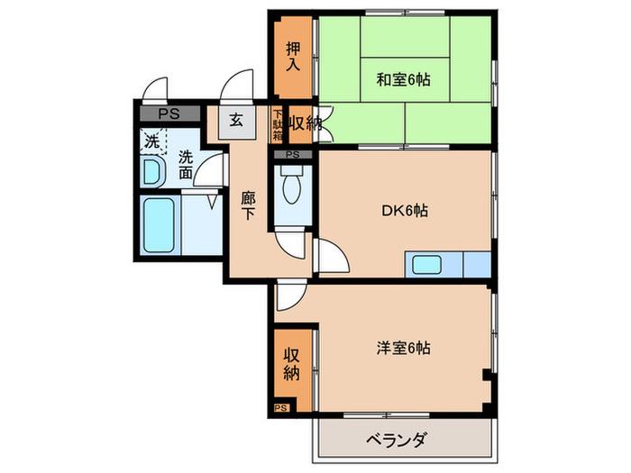 河上マンション(2DK/3階)の間取り写真