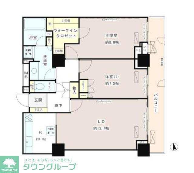 パークアヴェニュー神南(2LDK/14階)の間取り写真
