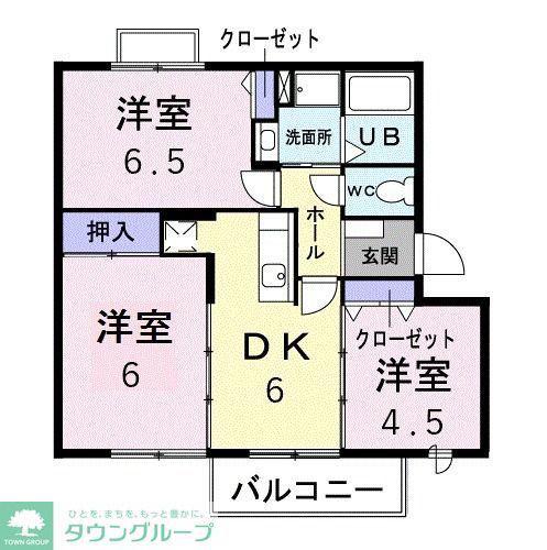 ヴィレッジトミタB棟(3DK/2階)の間取り写真