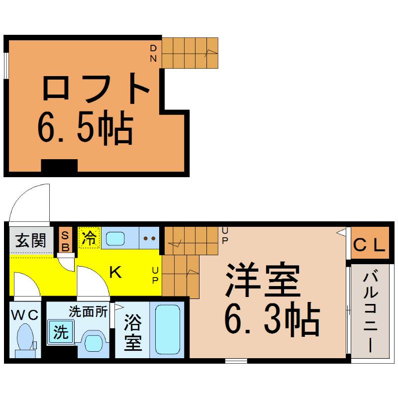STAGE上高畑 (1SK/1階)の間取り写真