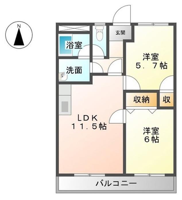ファインンシャトー(2LDK/1階)の間取り写真