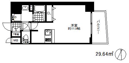 プレサンスザ神戸(1K/3階)の間取り写真