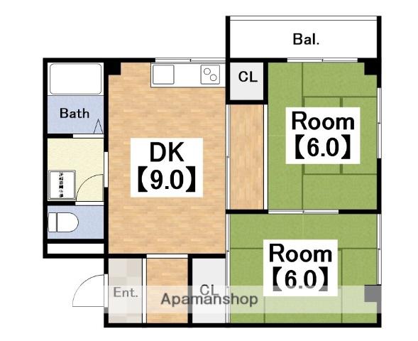 堀井マンション1号館(2DK/2階)の間取り写真