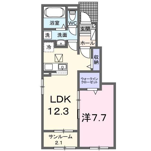 スパークルI(1LDK/1階)の間取り写真